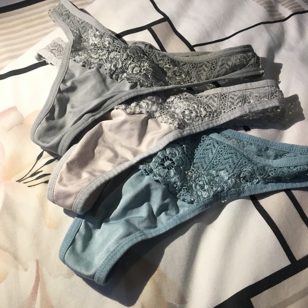 Sophie B. Metallic Lace Thong Panties Set of 3